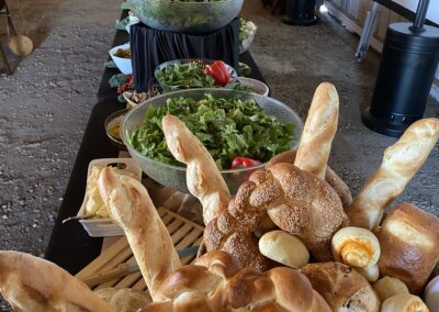 Bread and Salad Bar at a farm wedding